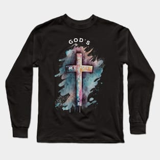 God's Messy Masterpiece Cross, Unisex Christian Cotton T-Shirt, Stylish Colorful Imagery, Trendy Spiritual Shirt, Christian Apparel, Comy, Soft Long Sleeve T-Shirt